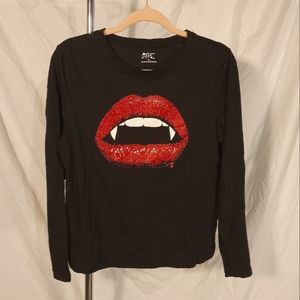 Long sleeve vampire lips shirt